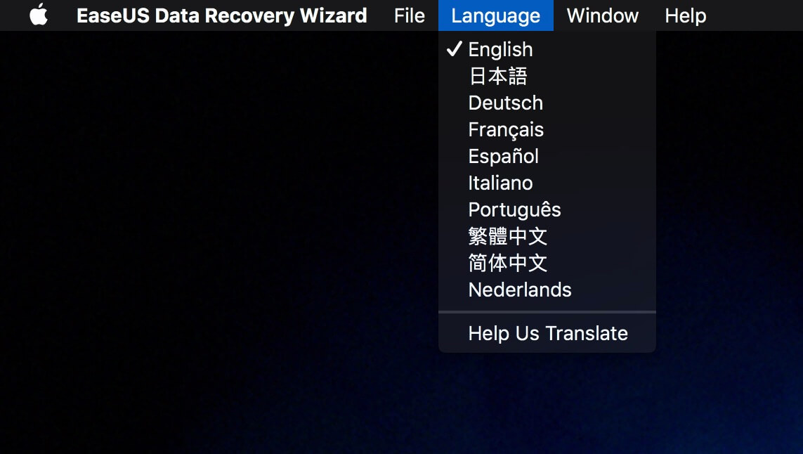 EaseUS Data Recovery Wizard for Mac 日本語表記に変更する